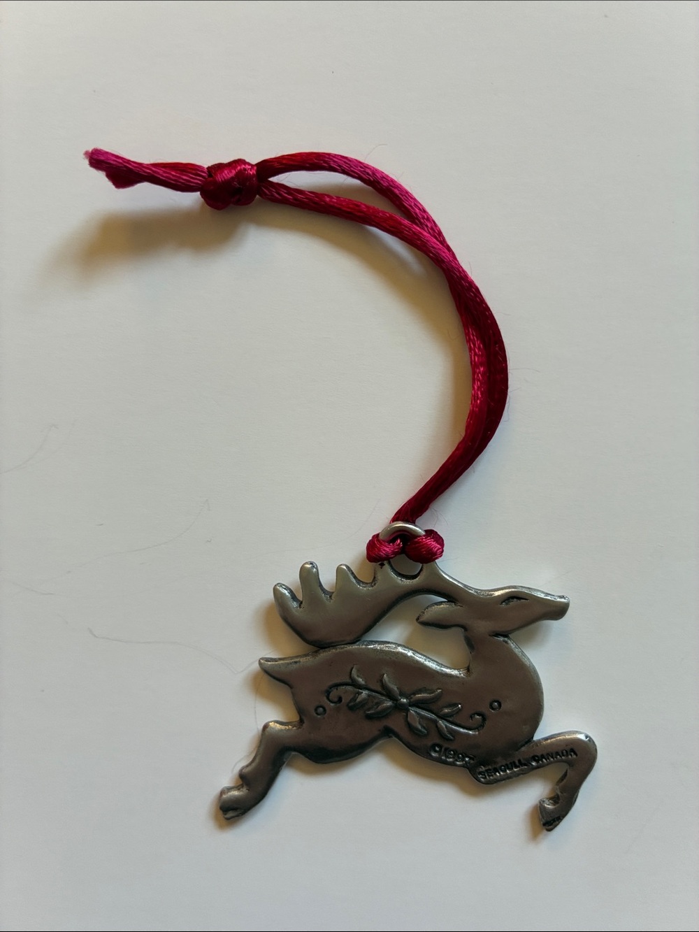 Vintage 1997 Seagull Pewter Canada Jumping Reindeer Christmas Tree Ornament